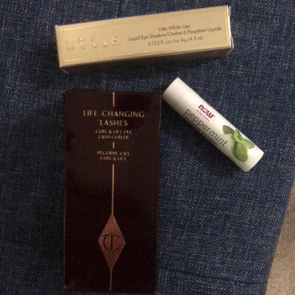 Stila Other - Stila Little White Lies liquid eye shadow,Charlotte Tilbury lash curler, Now lip